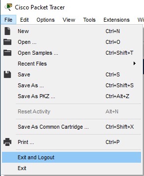 Logout and Exit Option under File Menu