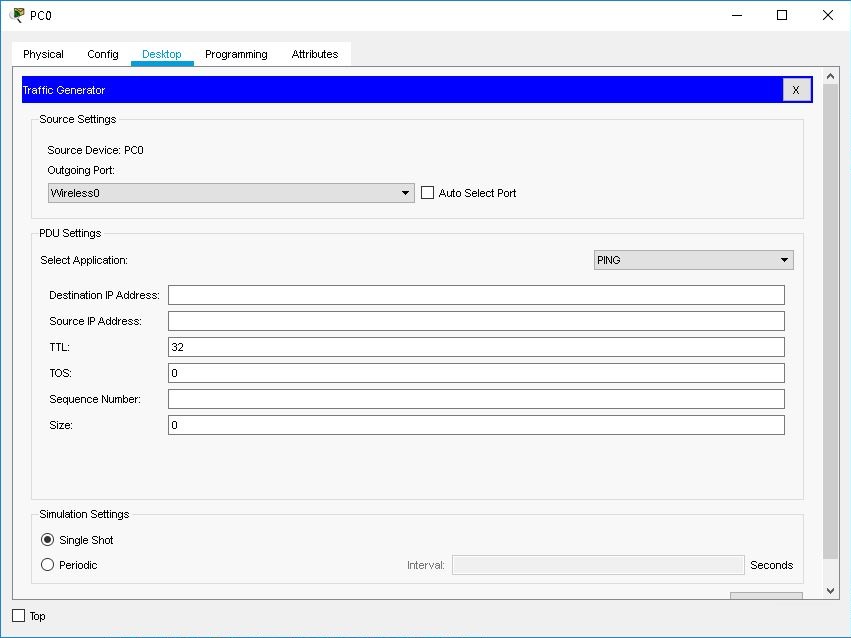 Traffic Generator utility from PC Desktop tab