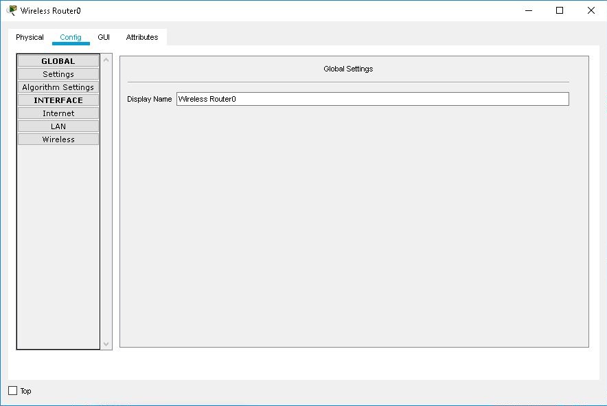 Global settings of Wireless Router device dialog