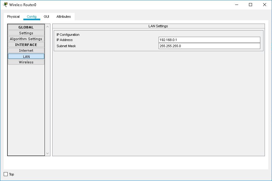 LAN interface settings of Wireless Router device dialog