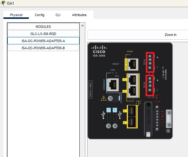 ISA 3000 cursor placements for ISA DC Power Adapters